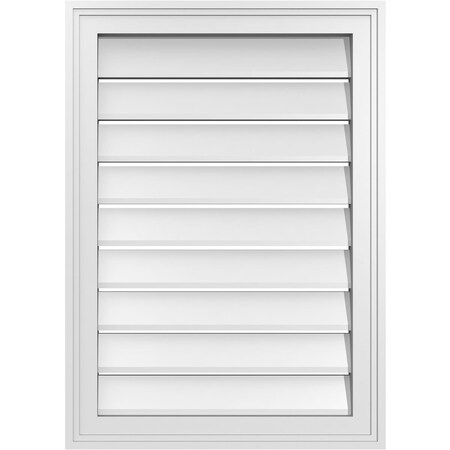 Ekena Millwork Vertical Surface Mount PVC Gable Vent: Functional, w/ 2"W x 1-1/2"P Brickmould Frame, 20"W x 28"H GVPVE20X2802SF